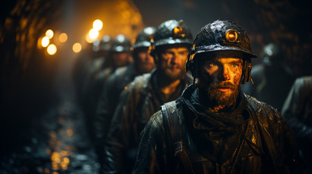 Miners entering underground coal.の素材