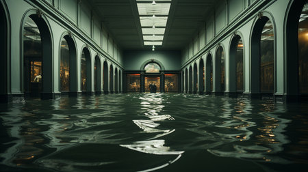 Flood water in museum.の素材