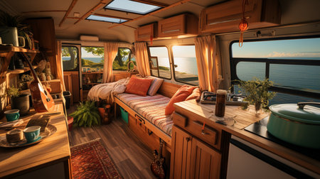 Camper van interior.の素材