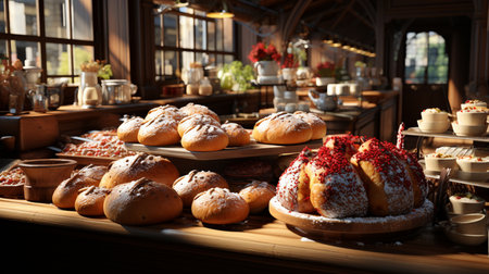Bakery with a bread and pastry.の素材