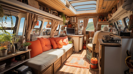 Camper van interior.の素材