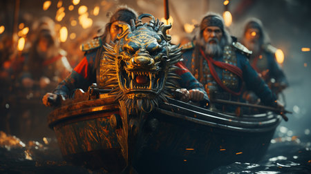 Dragon boat in the sea.の素材