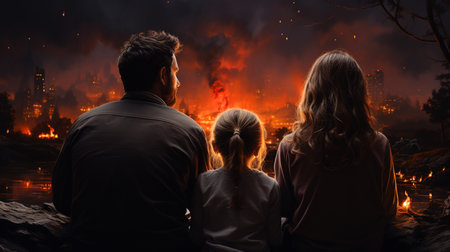 Family watching TV.の素材