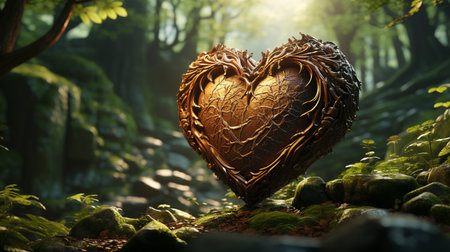 Heart form in forest background.の素材