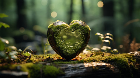 Heart form in forest background.の素材