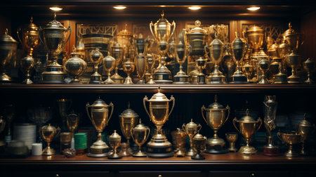 Many golden trophies. Room for winnerの素材