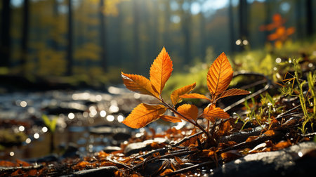 Autumn forest leaves.の素材