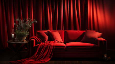 Red couch in living room.の素材