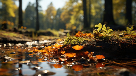 Autumn forest leaves.の素材