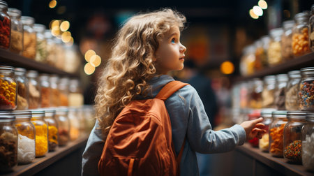 Little girl in the supermarket.の素材