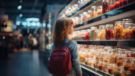 Little girl in the supermarket.の素材