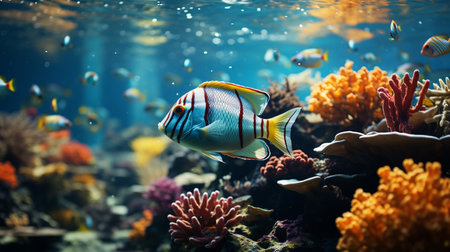 Colorful fish underwater.の素材