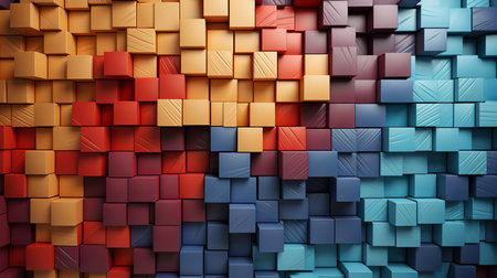 Colorful wooden block background.の素材