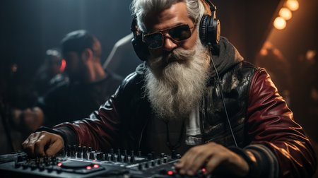 Elderly dj at club.の素材