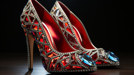 High heel shoes with a diamond stones.の素材