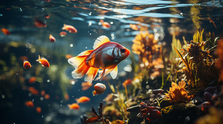 Colorful fish underwater.の素材