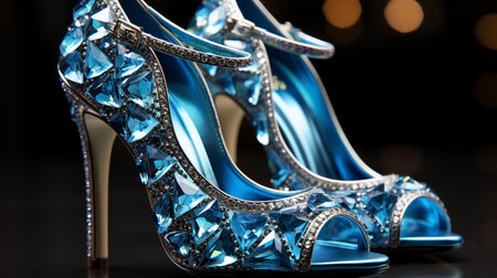 High heel shoes with a diamond stones.の素材