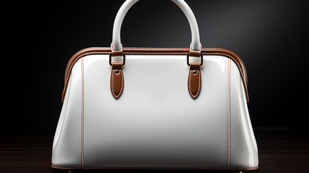 White handbag on the black background.の素材