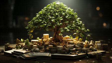 Banknotes tree. Rich treeの素材