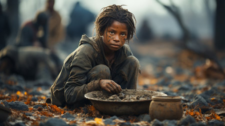 Poor and hungry African child.の素材