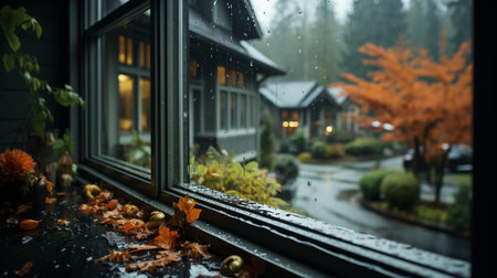 Rainy day seen from a window.の素材