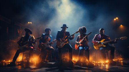 Group of musicians on stage.の素材