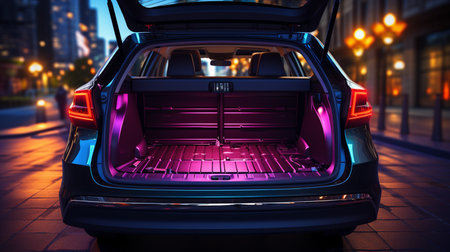 Open trunk of a modern car.の素材