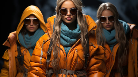 People in winter clothes.の素材