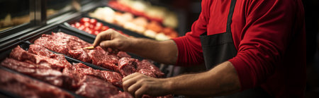 Buying beef in a supermarket.の素材