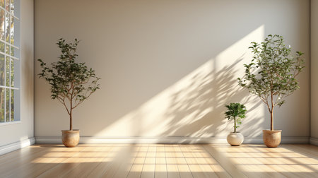 White room with a window and sunlight.の素材