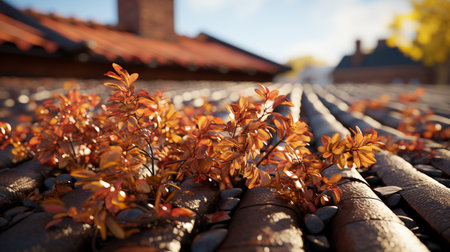 Roof tiles on roof.の素材