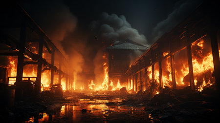Fire in building.の素材