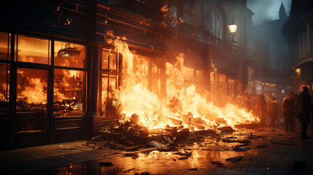 Fire in building.の素材