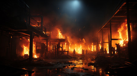 Fire in building.の素材
