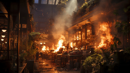 Fire in building.の素材