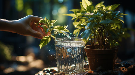 Hand watering plant.の素材
