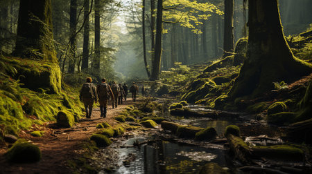 Travelers at forest.の素材
