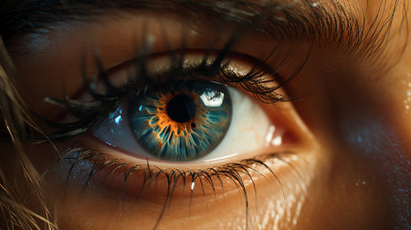Closeup view of human colorful eyes.の素材