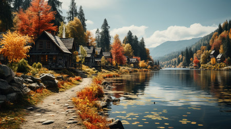 House at autumn.の素材