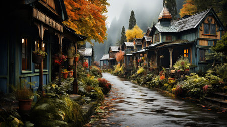 House at autumn.の素材