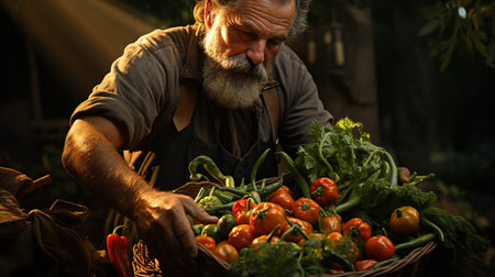Farmer with fresh vegetables.の素材