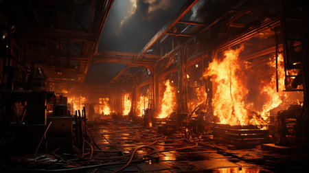 Fire in building.の素材