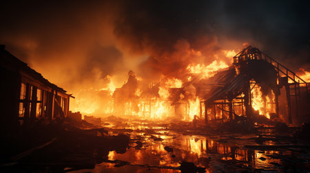 Fire in building.の素材