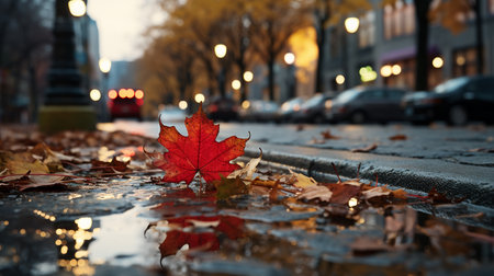 Autumn leaves in the city. Autumn in the city.の素材