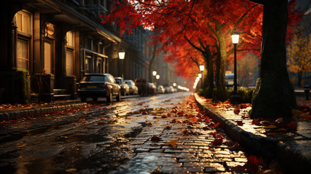 Autumn leaves in the city. Autumn in the city.の素材