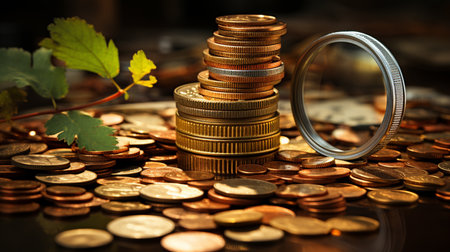 Stack of coins.の素材