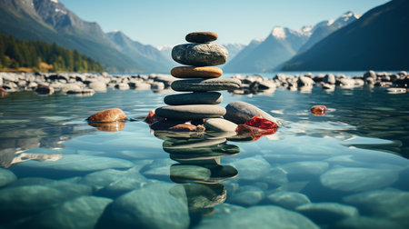 Stones on water.の素材
