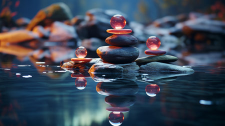 Stones on water.の素材