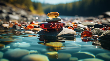 Stones on water.の素材