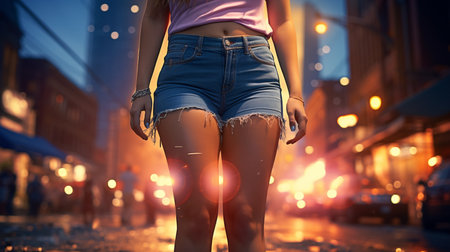Woman in summer shorts.の素材